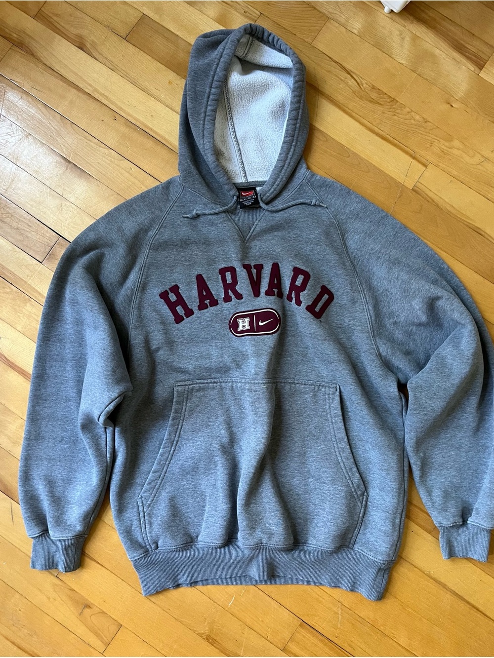Nike Gray Harvard Pullover Hooded Sweatshirt with Maroon Lettering